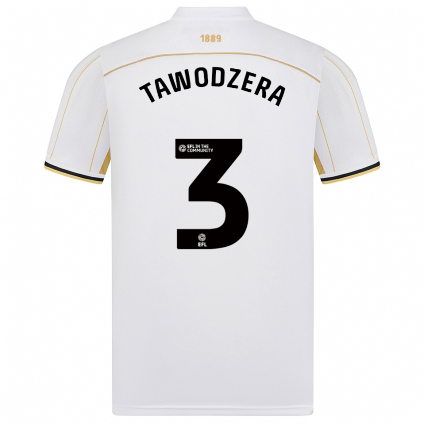 גברים Dylan Tawodzera #3 לבן זהב הרחק ג'רזי 2025/26 חולצה קצרה