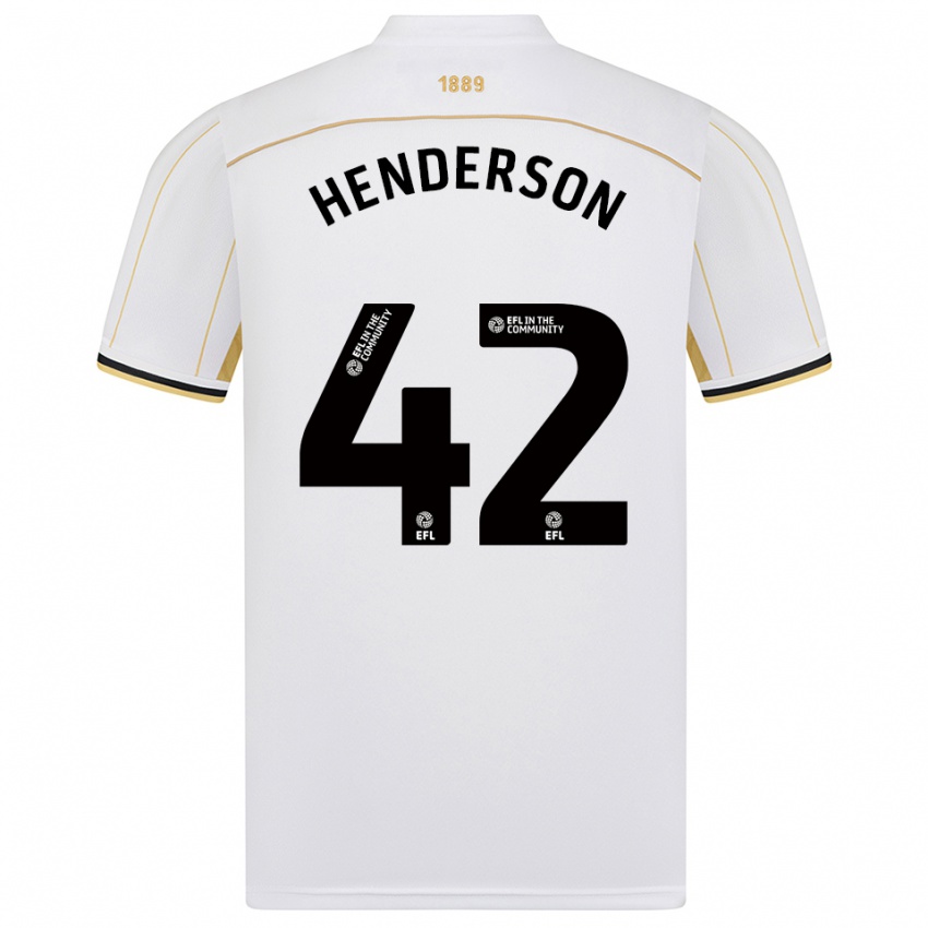 גברים פייטון הנדרסון #42 לבן זהב הרחק ג'רזי 2025/26 חולצה קצרה