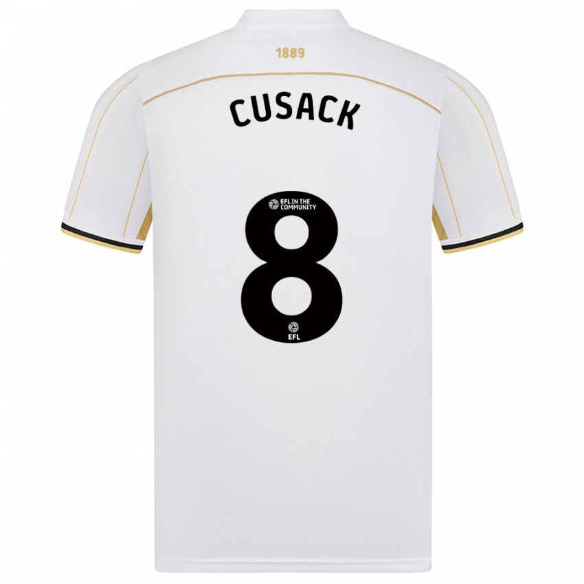 גברים מאדי קיוזאק #8 לבן זהב הרחק ג'רזי 2025/26 חולצה קצרה