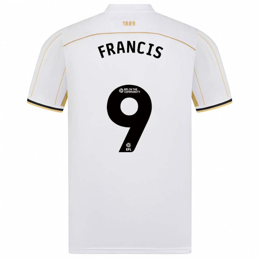 גברים Marshall Francis #9 לבן זהב הרחק ג'רזי 2025/26 חולצה קצרה