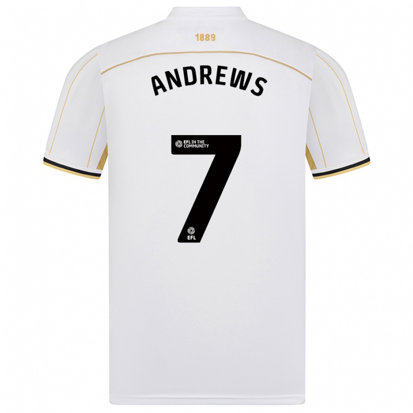 גברים Amy Andrews #7 לבן זהב הרחק ג'רזי 2025/26 חולצה קצרה