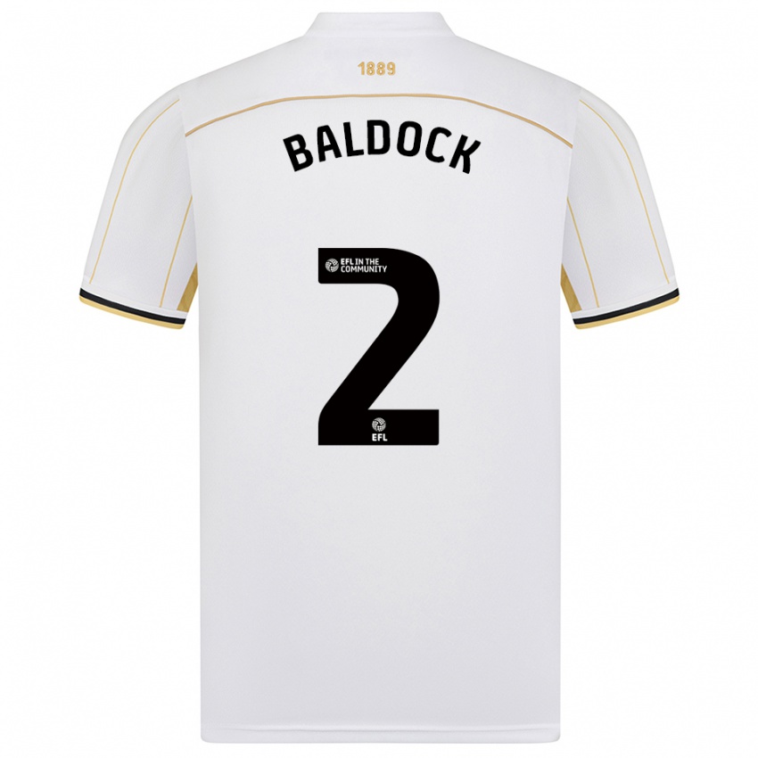 גברים ג׳ורג׳ בלדוק #2 לבן זהב הרחק ג'רזי 2025/26 חולצה קצרה