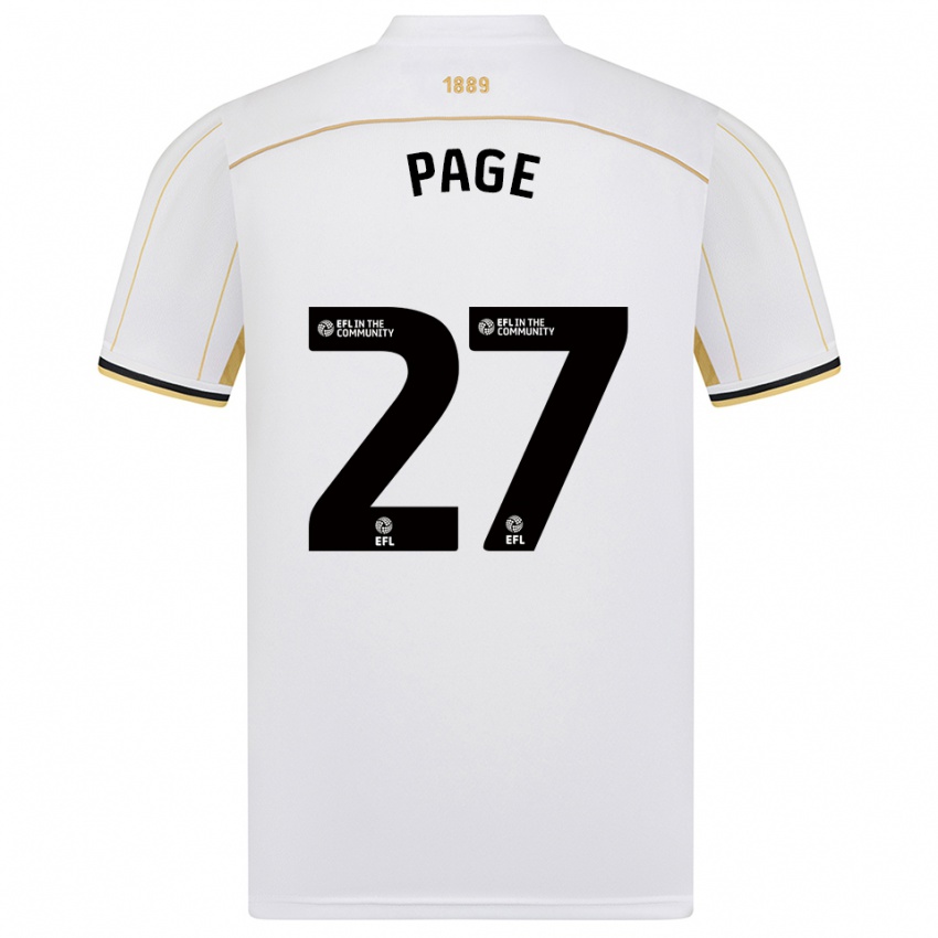 גברים אוליביה פייג' #27 לבן זהב הרחק ג'רזי 2025/26 חולצה קצרה