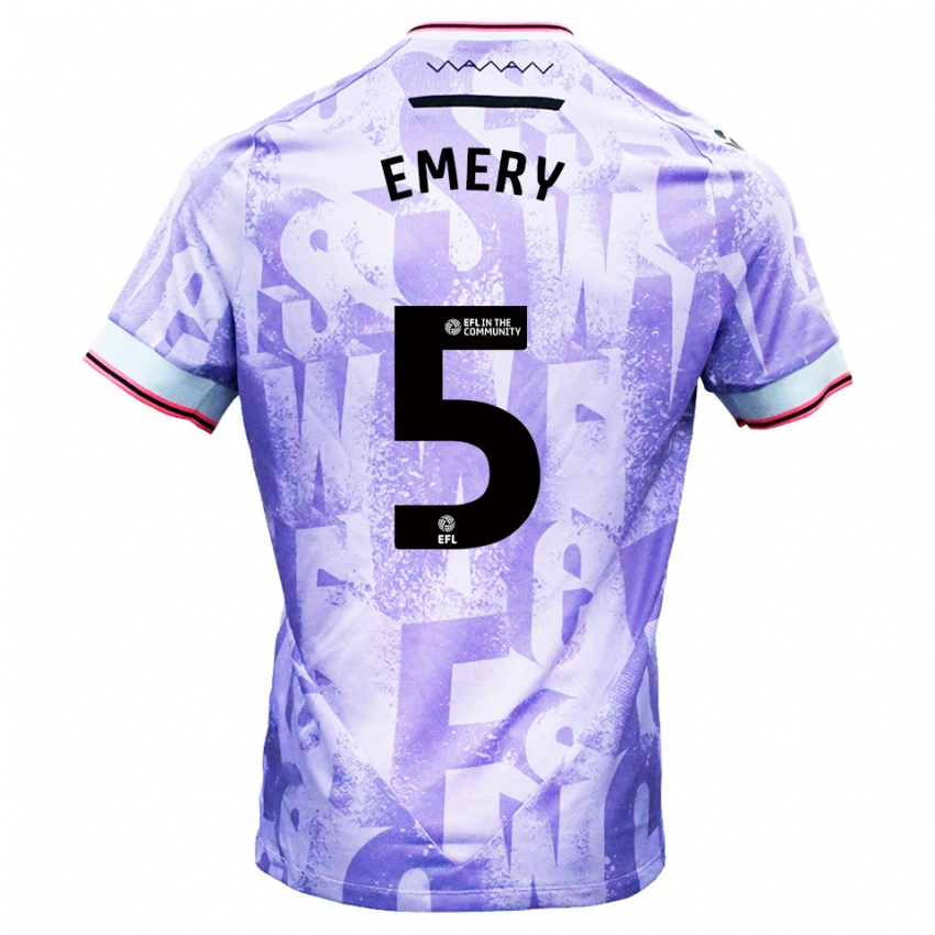 גברים Joe Emery #5 לילך לבן הרחק ג'רזי 2025/26 חולצה קצרה