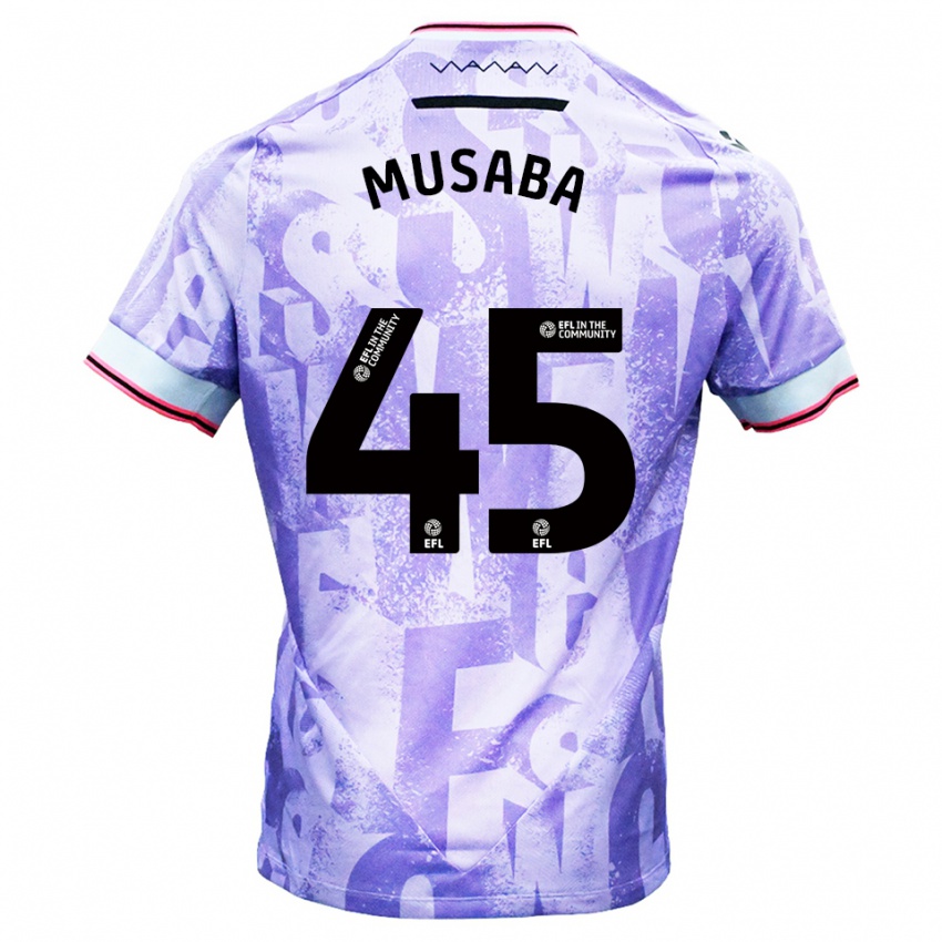 גברים Anthony Musaba #45 לילך לבן הרחק ג'רזי 2025/26 חולצה קצרה