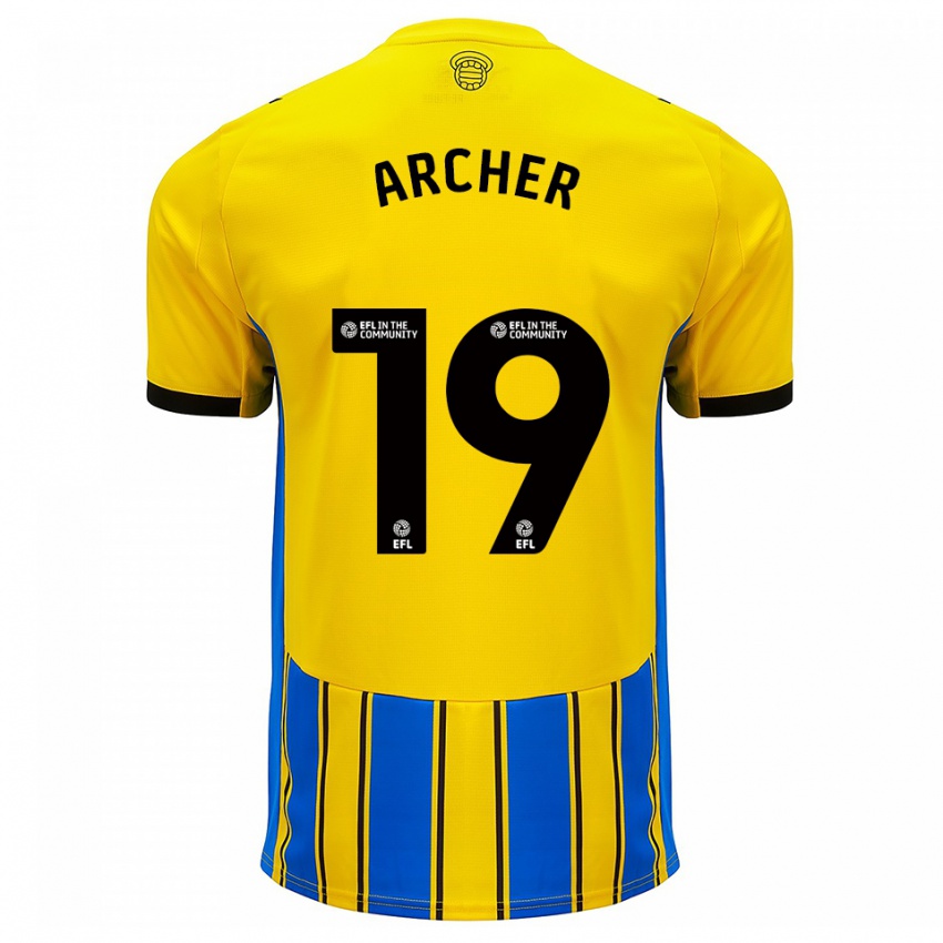 גברים קמרון ארצ'ר #19 כחול צהוב הרחק ג'רזי 2025/26 חולצה קצרה