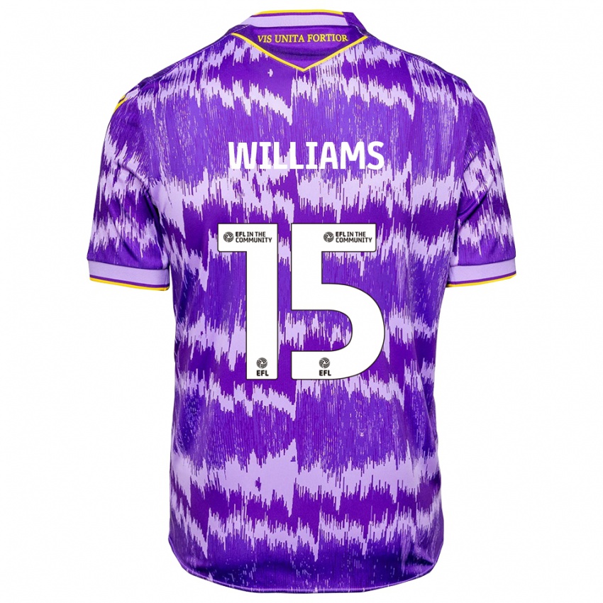 גברים Lee Williams #15 סגול צהוב הרחק ג'רזי 2025/26 חולצה קצרה