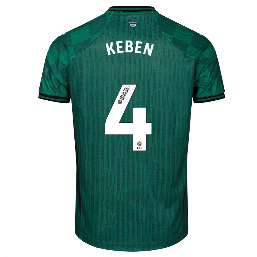 גברים קווין קבן #4 ירוק שחור הרחק ג'רזי 2025/26 חולצה קצרה