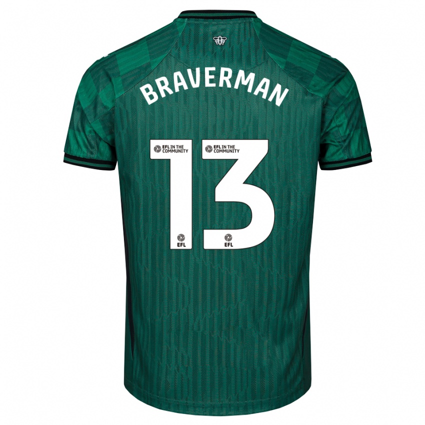 גברים זאק ברוורמן #13 ירוק שחור הרחק ג'רזי 2025/26 חולצה קצרה