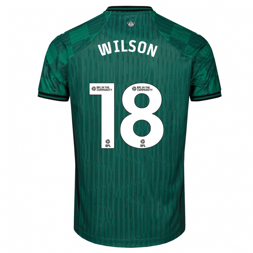 גברים Poppy Wilson #18 ירוק שחור הרחק ג'רזי 2025/26 חולצה קצרה