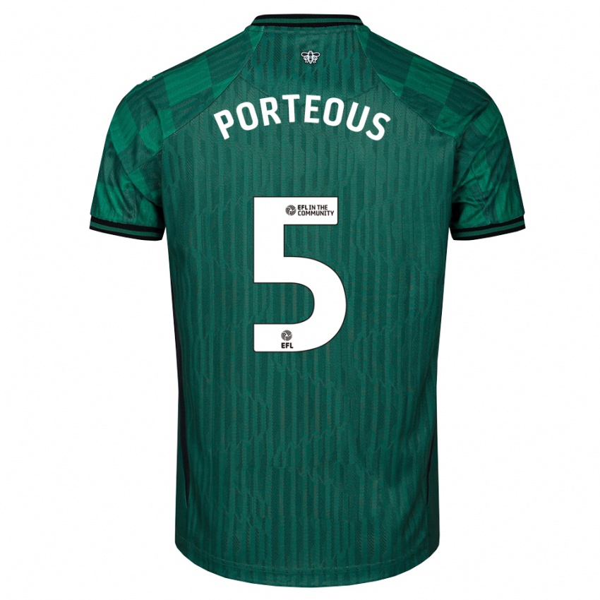 גברים ראיין פורטאוס #5 ירוק שחור הרחק ג'רזי 2025/26 חולצה קצרה