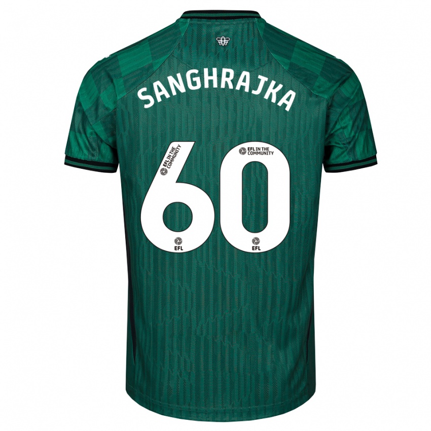 גברים Amar Sanghrajka #60 ירוק שחור הרחק ג'רזי 2025/26 חולצה קצרה
