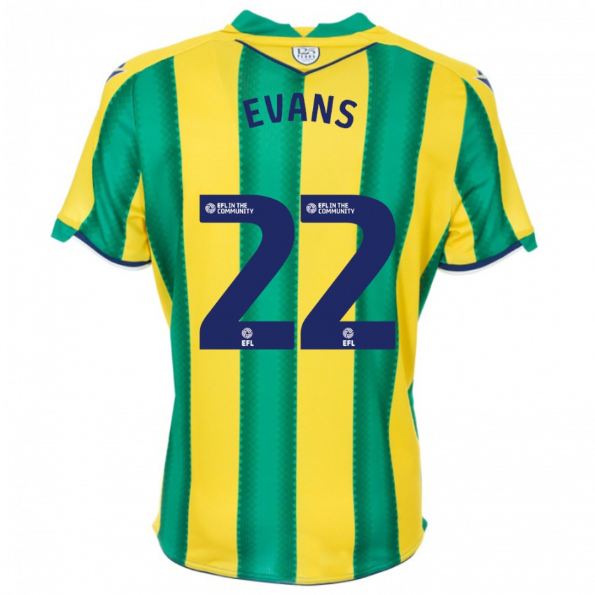 גברים קייט אוונס #22 צהוב ירוק הרחק ג'רזי 2025/26 חולצה קצרה