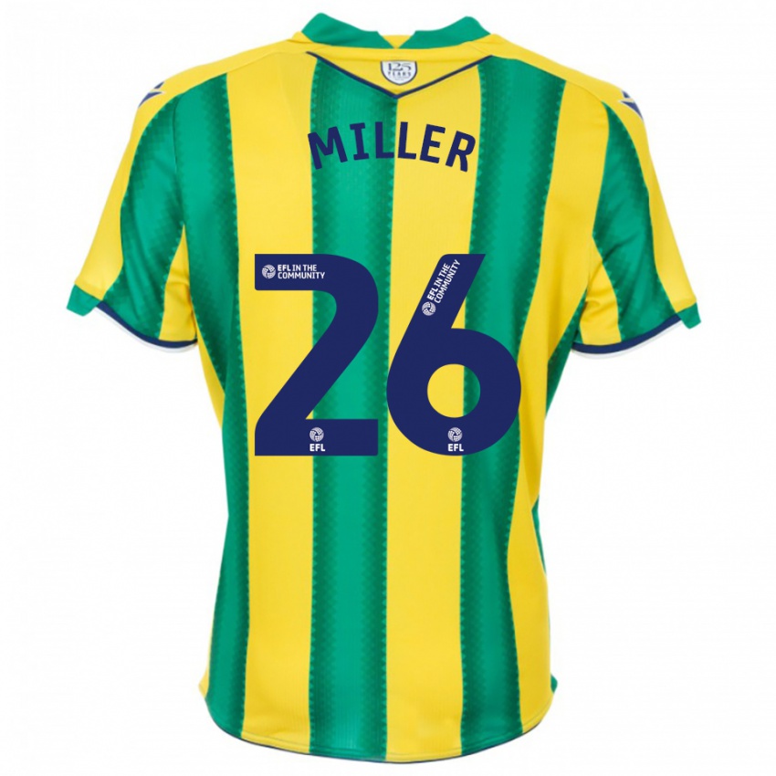 גברים נא מילר #26 צהוב ירוק הרחק ג'רזי 2025/26 חולצה קצרה
