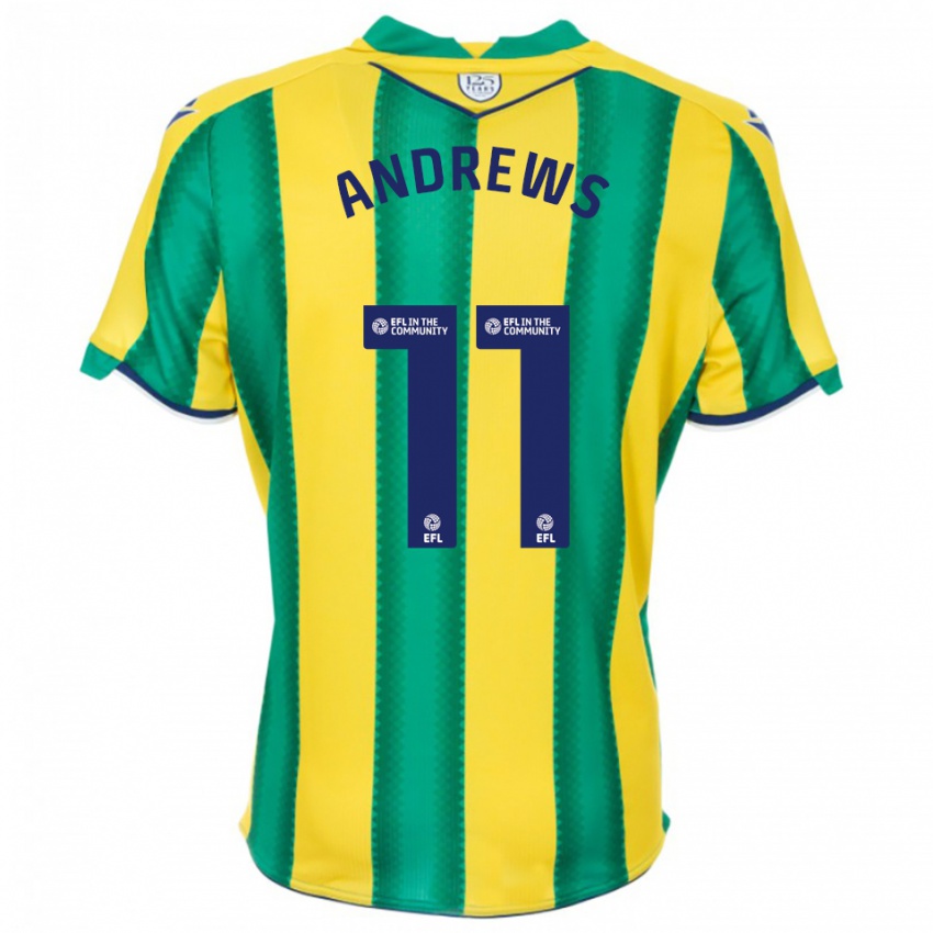 גברים Marli Rhodes-Andrews #11 צהוב ירוק הרחק ג'רזי 2025/26 חולצה קצרה