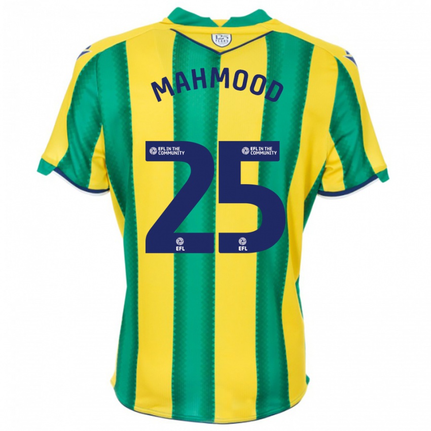 גברים מחמוד #25 צהוב ירוק הרחק ג'רזי 2025/26 חולצה קצרה