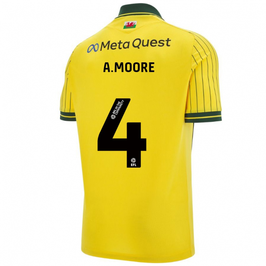 גברים Alex Moore #4 צהוב ירוק הרחק ג'רזי 2025/26 חולצה קצרה