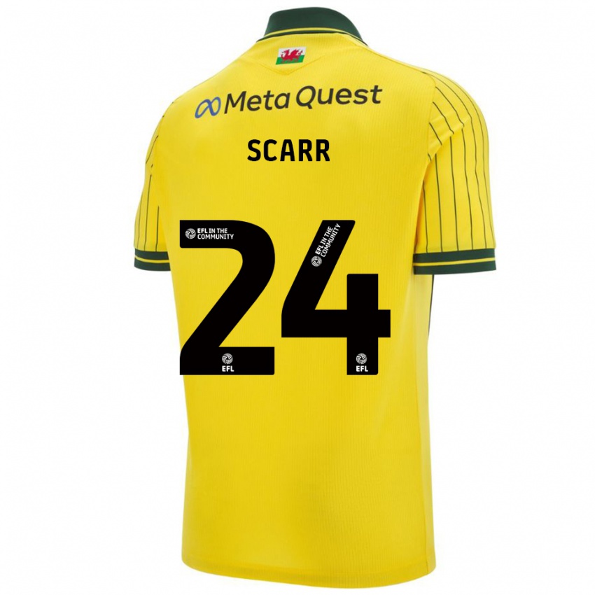 גברים דן סקאר #24 צהוב ירוק הרחק ג'רזי 2025/26 חולצה קצרה