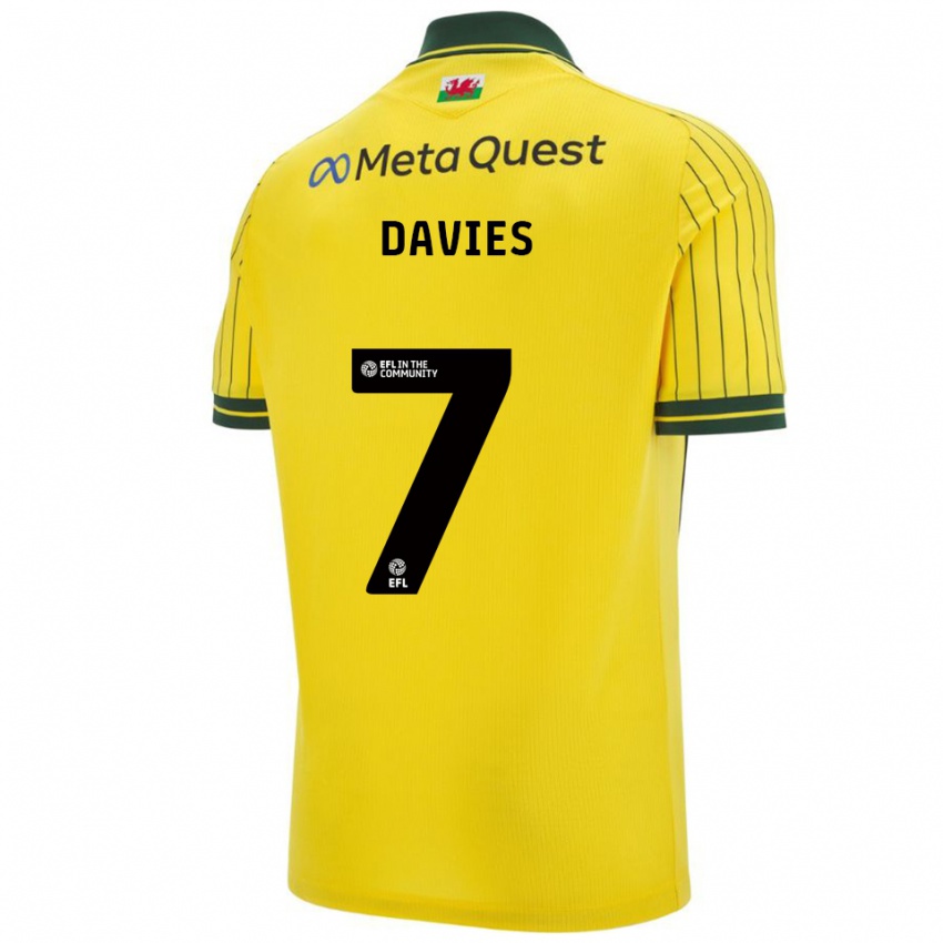 גברים ג'ורדן דייוויס #7 צהוב ירוק הרחק ג'רזי 2025/26 חולצה קצרה
