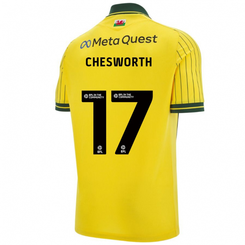 גברים Samuel Chesworth #17 צהוב ירוק הרחק ג'רזי 2025/26 חולצה קצרה