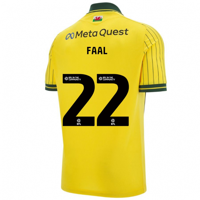 גברים Mo Faal #22 צהוב ירוק הרחק ג'רזי 2025/26 חולצה קצרה