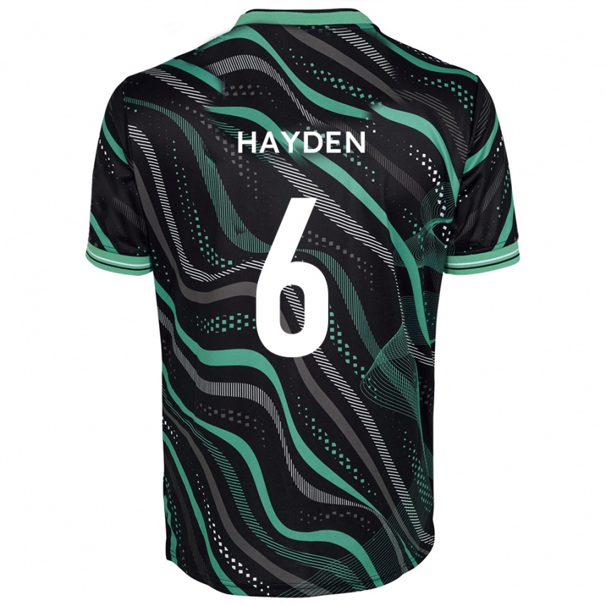 גברים ארון היידן #6 שחור ירוק הרחק ג'רזי 2025/26 חולצה קצרה