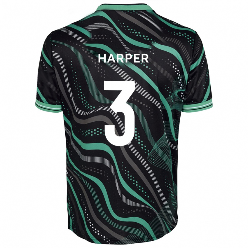 גברים קמרון הרפר #3 שחור ירוק הרחק ג'רזי 2025/26 חולצה קצרה