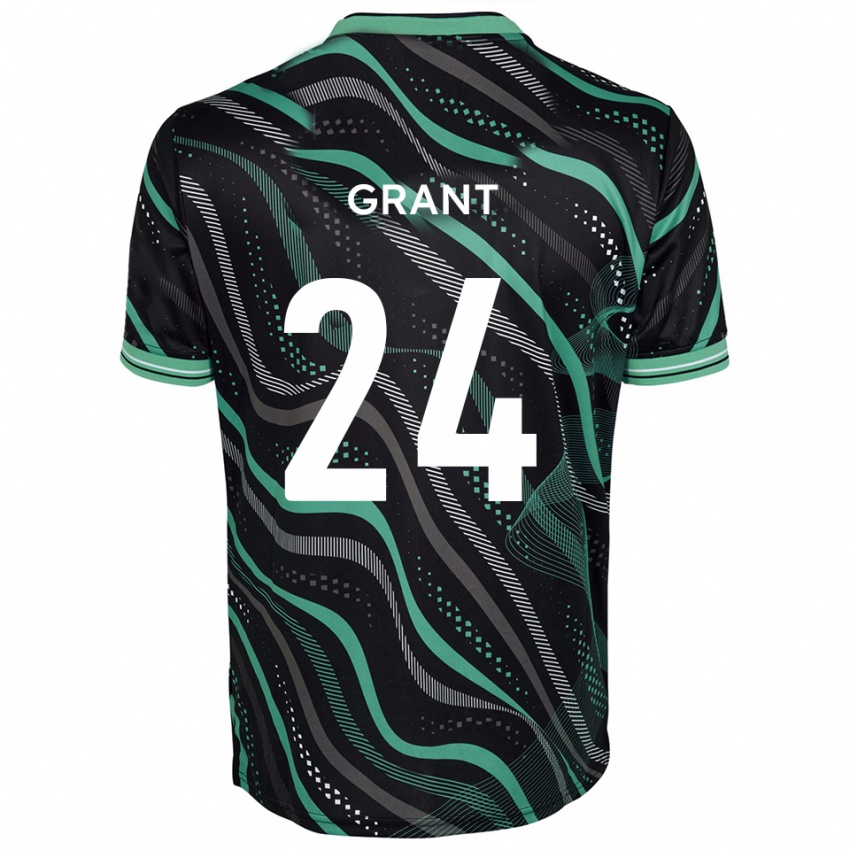 גברים ג'וש גרנט #24 שחור ירוק הרחק ג'רזי 2025/26 חולצה קצרה