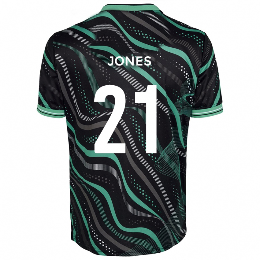 גברים Jordan Jones #21 שחור ירוק הרחק ג'רזי 2025/26 חולצה קצרה