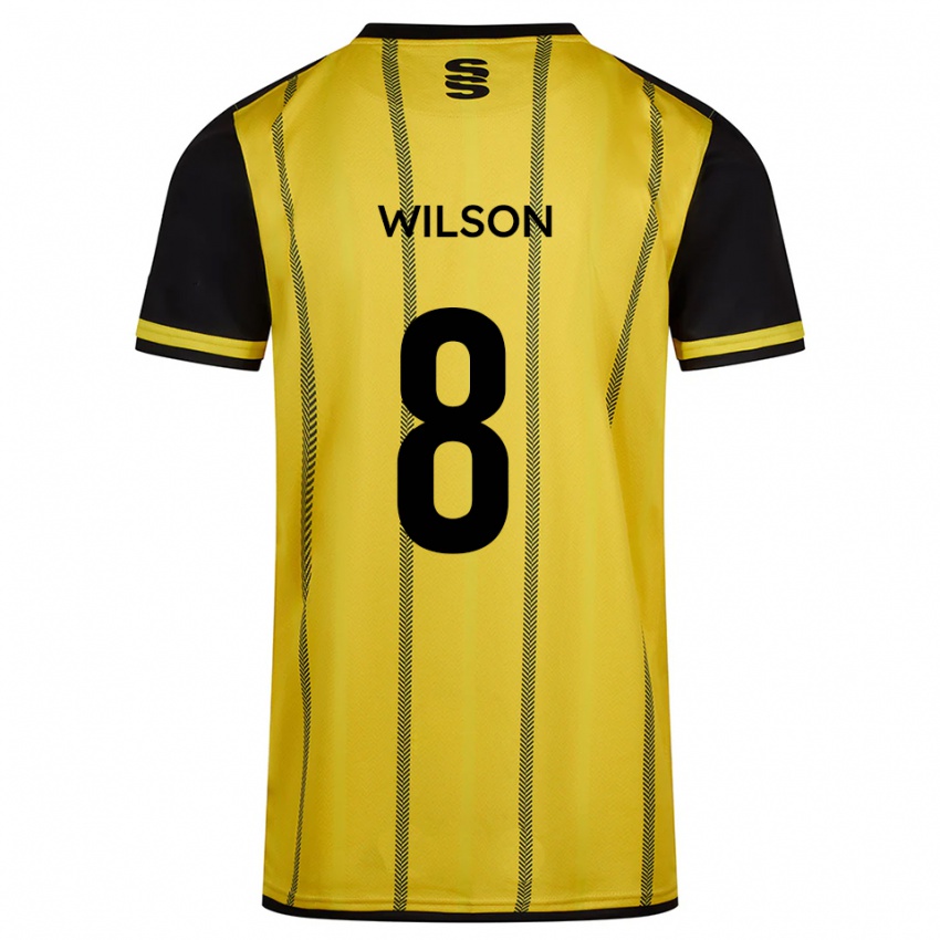 גברים George Wilson #8 צהוב שחור הרחק ג'רזי 2025/26 חולצה קצרה