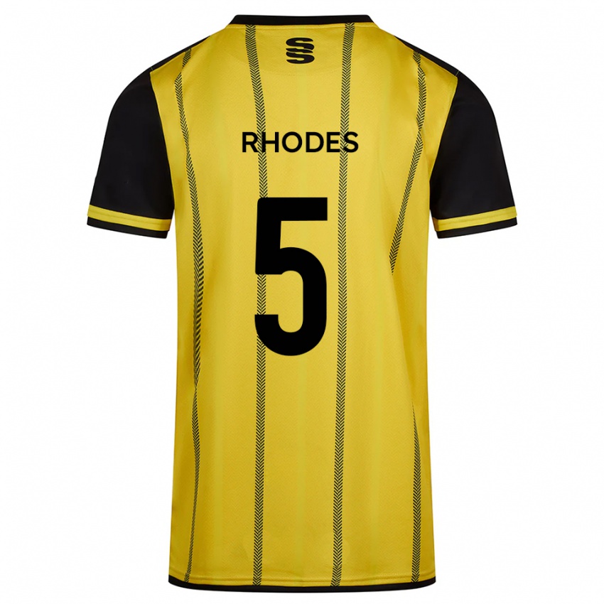 גברים אלכס רודס #5 צהוב שחור הרחק ג'רזי 2025/26 חולצה קצרה