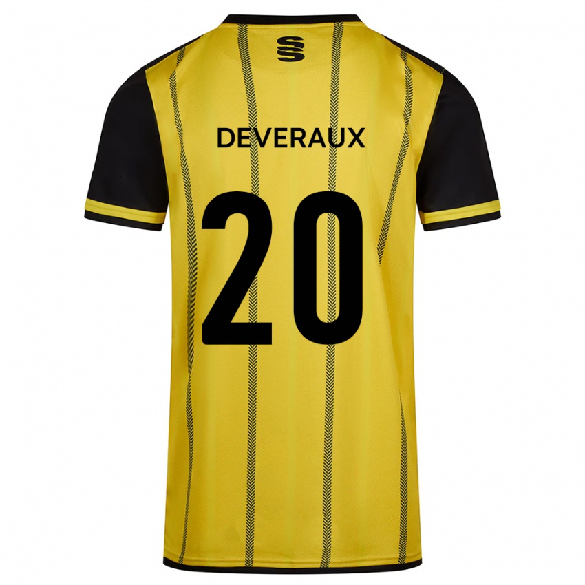 גברים Demi Deveraux #20 צהוב שחור הרחק ג'רזי 2025/26 חולצה קצרה