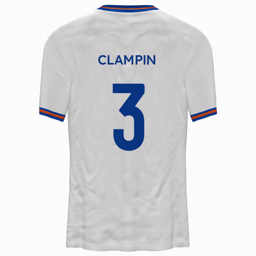גברים ראיין קלמפין #3 לבן כחול הרחק ג'רזי 2025/26 חולצה קצרה