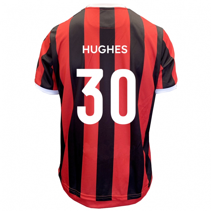 גברים Ollie Hughes #30 אדום שחור הרחק ג'רזי 2025/26 חולצה קצרה