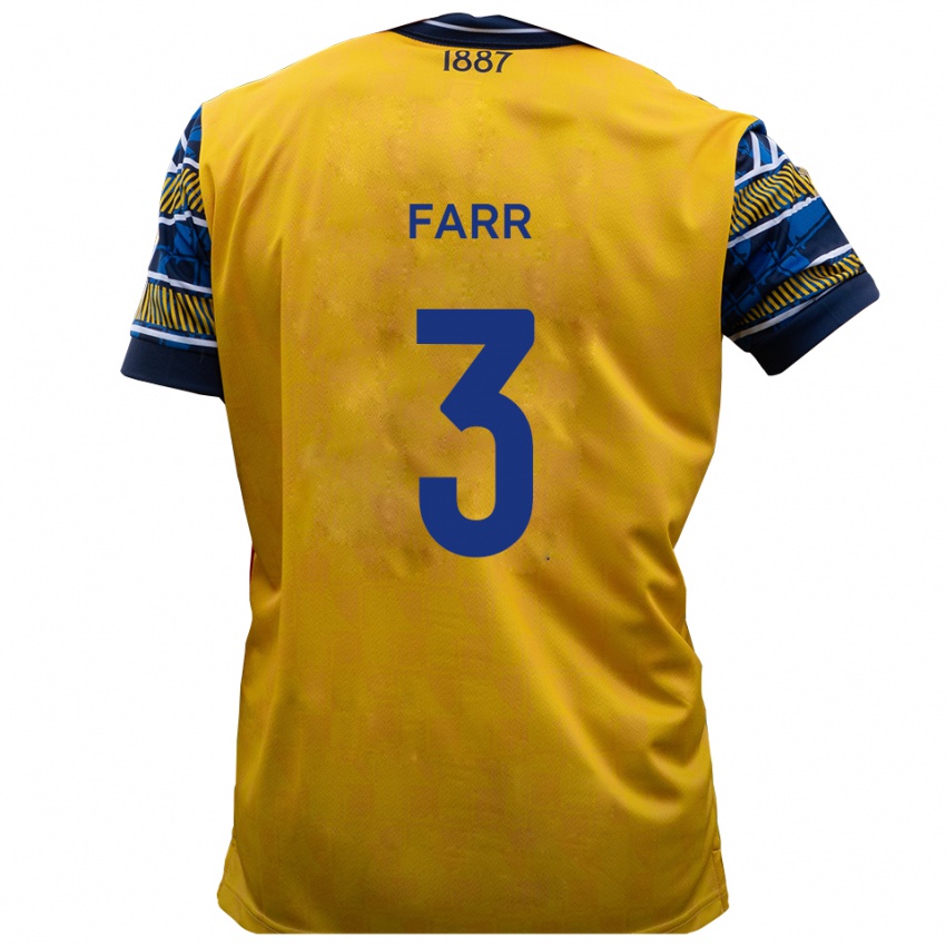 גברים Jacob Farr #3 צהוב שחור הרחק ג'רזי 2025/26 חולצה קצרה