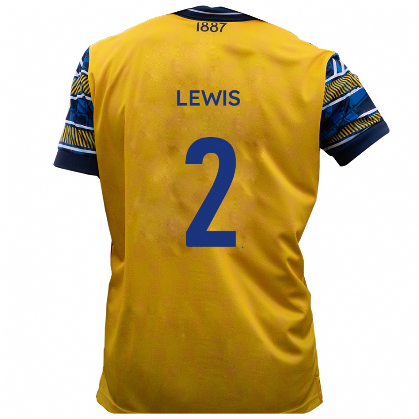 גברים Jack Lewis #2 צהוב שחור הרחק ג'רזי 2025/26 חולצה קצרה