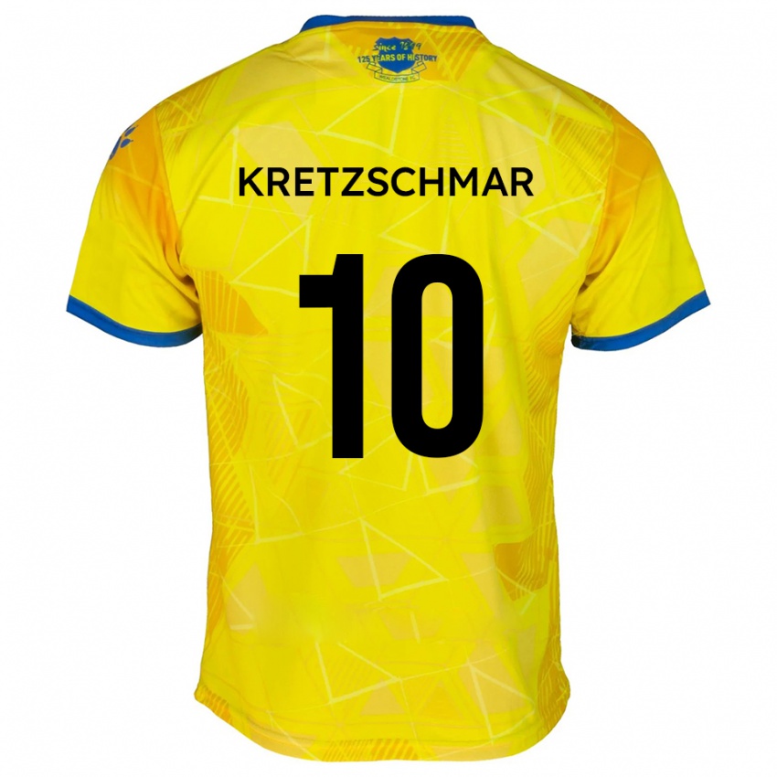 גברים מקס קרצ'מר #10 צהוב כחול הרחק ג'רזי 2025/26 חולצה קצרה
