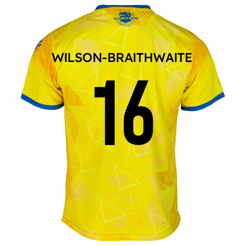 גברים Makai Wilson-Braithwaite #16 צהוב כחול הרחק ג'רזי 2025/26 חולצה קצרה