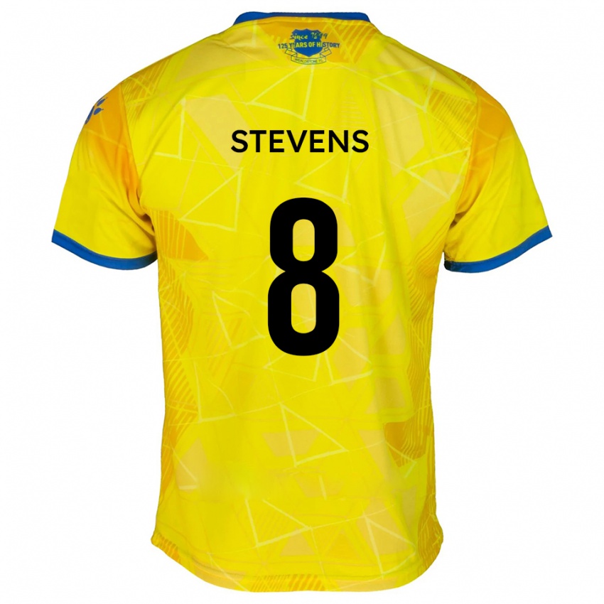 גברים James Stevens #8 צהוב כחול הרחק ג'רזי 2025/26 חולצה קצרה