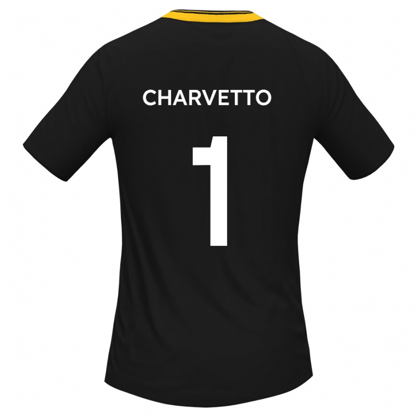 גברים Michael Charvetto #1 שחור צהוב הרחק ג'רזי 2025/26 חולצה קצרה