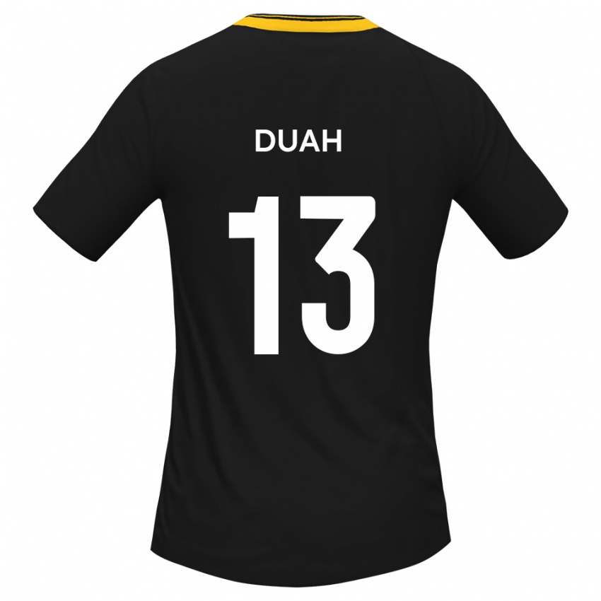 גברים Enos Duah #13 שחור צהוב הרחק ג'רזי 2025/26 חולצה קצרה
