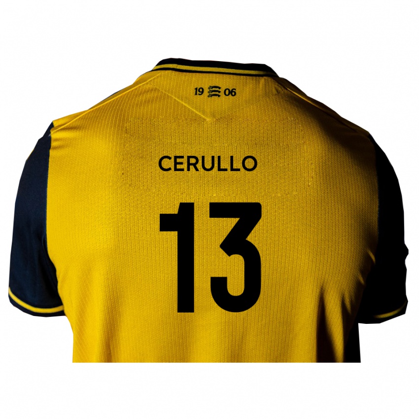 גברים Luke Cerullo #13 צהוב שחור הרחק ג'רזי 2025/26 חולצה קצרה