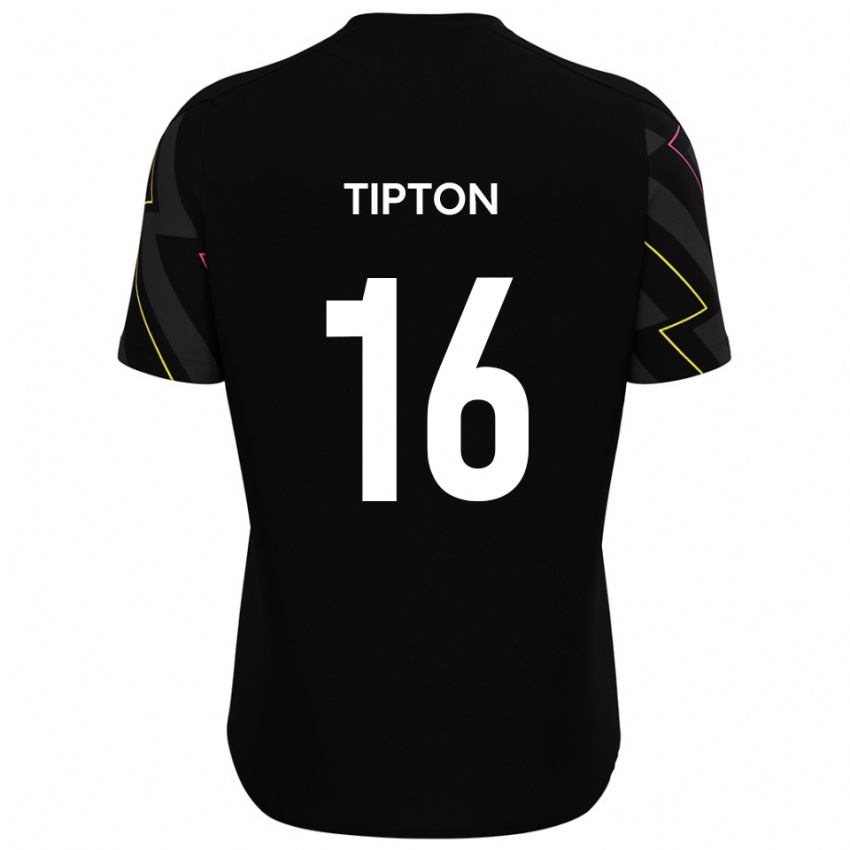 גברים Ollie Tipton #16 שחור אפור הרחק ג'רזי 2025/26 חולצה קצרה