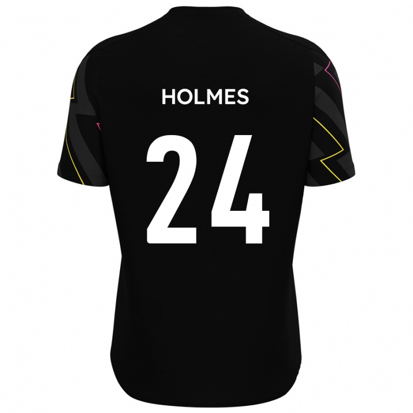 גברים Fin Holmes #24 שחור אפור הרחק ג'רזי 2025/26 חולצה קצרה