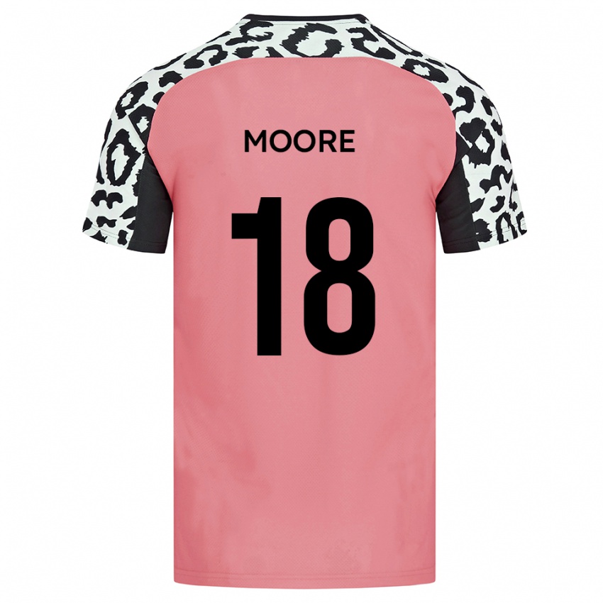 גברים Isaac Moore #18 ורוד שחור הרחק ג'רזי 2025/26 חולצה קצרה