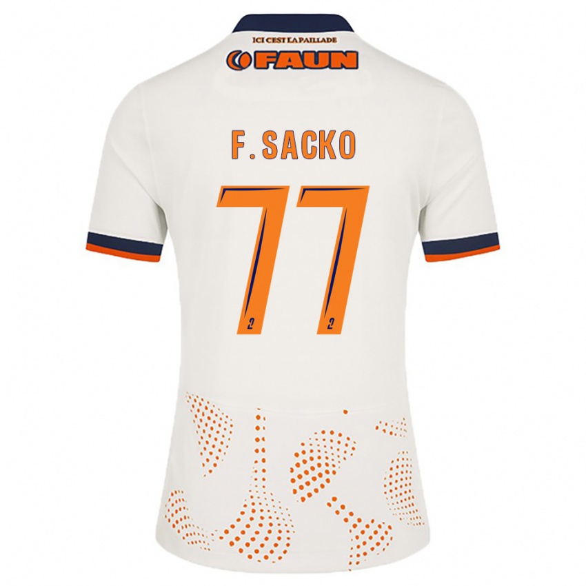 גברים פלאייה סאקו #77 לבן כתום הרחק ג'רזי 2025/26 חולצה קצרה