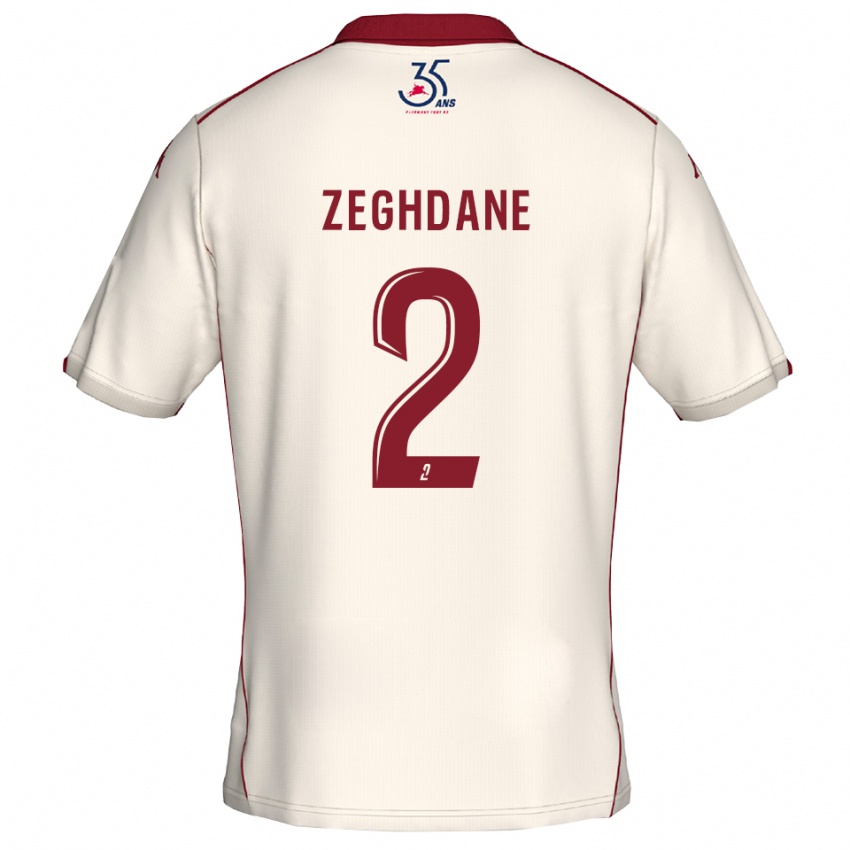 גברים Merwan Zeghdane #2 לבן בורדו הרחק ג'רזי 2025/26 חולצה קצרה