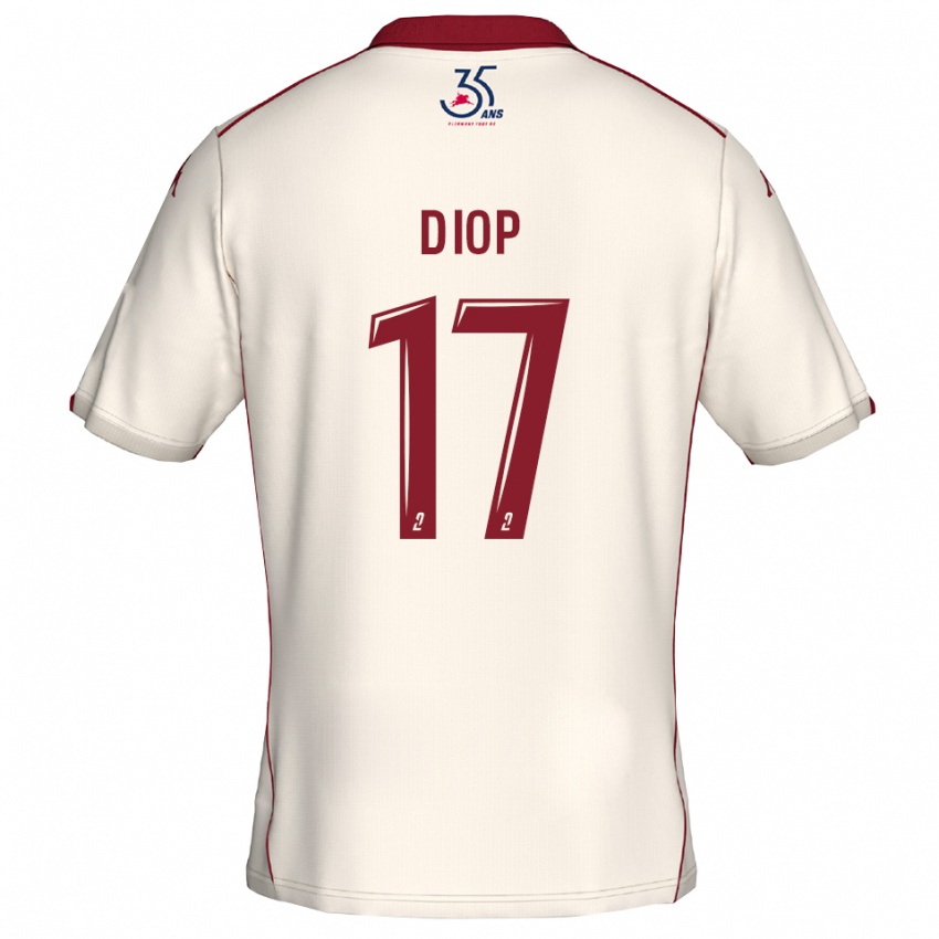 גברים עוסמאן דיופ #17 לבן בורדו הרחק ג'רזי 2025/26 חולצה קצרה