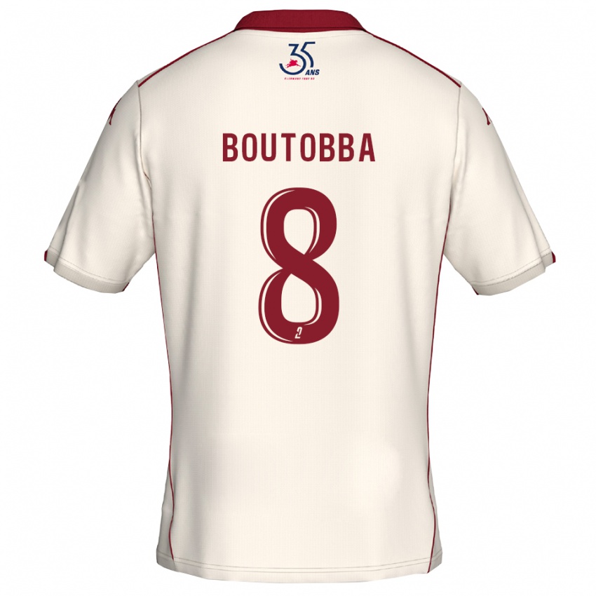 גברים בילאל בוטובה #8 לבן בורדו הרחק ג'רזי 2025/26 חולצה קצרה