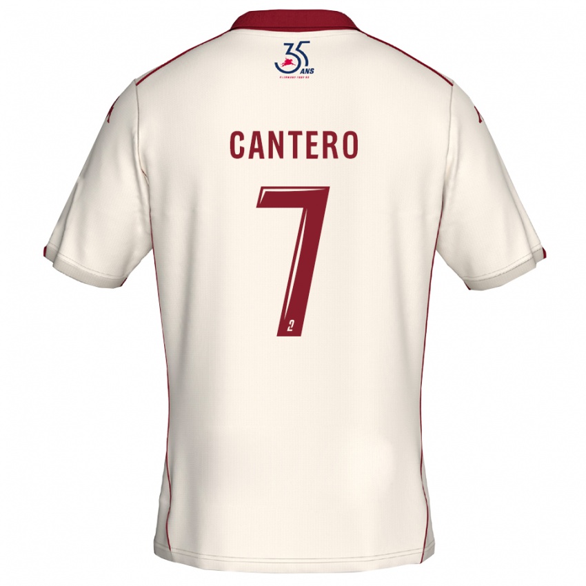 גברים Enzo Cantero #7 לבן בורדו הרחק ג'רזי 2025/26 חולצה קצרה